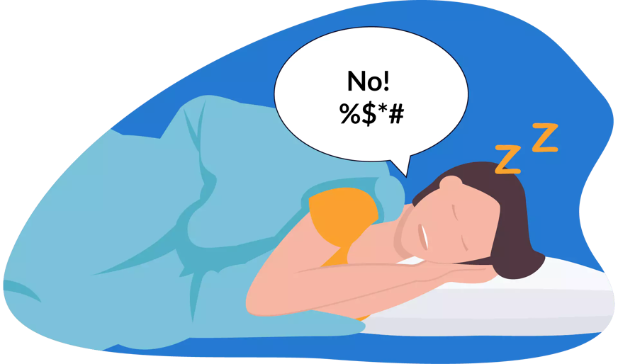 sleep talking marked by expletives